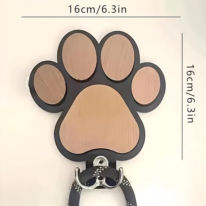 Wooden Dog Leash Holder, Dog Collar Hook and Leash Storage, Personalized Dog Paw Hook, Custom Pet Name Sign Gift, 16 * 16cm(White)