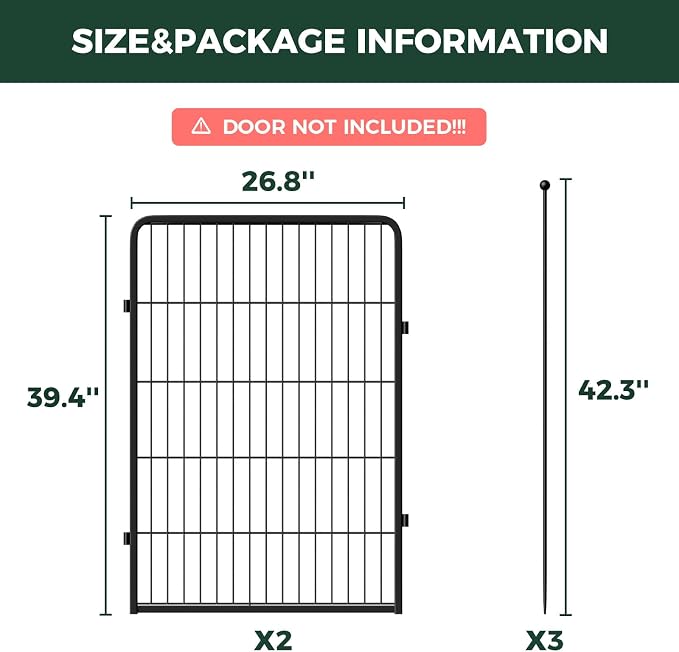 FXW Rollick Dog Playpen, Indoor, Yard & RV Camping, 40" H, 2 Panels | Easy setup, Heavy-duty, DIY layouts, for Medium & Large Dogs, Patented
