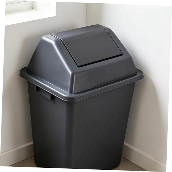 MAGICLULU L Plastic Swing Top Trash Can Lid Replacement for Waste Bin, Rectangle Flip Cover with Easy Installation, for Home and Pet Food Storage