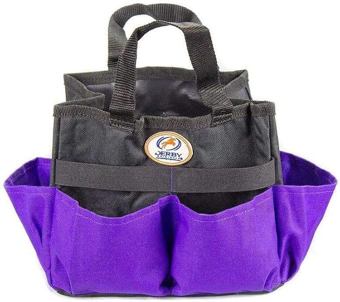 Derby Originals 600D Nylon Horse/Dog Grooming Tote Caddy Bag with 6 Pockets & Elastic to Secure Items (Purple),90-9286-PR