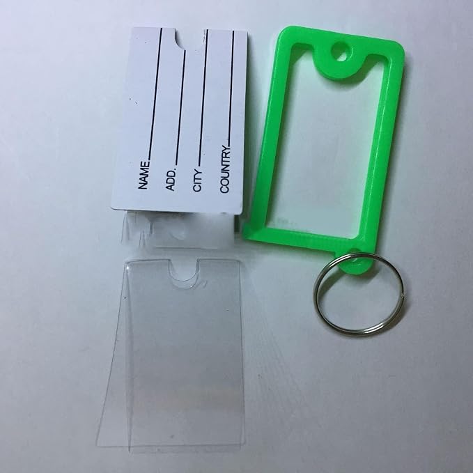72PCS Plastic Key Tags, Colorful PP Key Labels with Circle and Label Window, Easy Recording Name Key Chain Key Identifiers for Pet Bag Clothes
