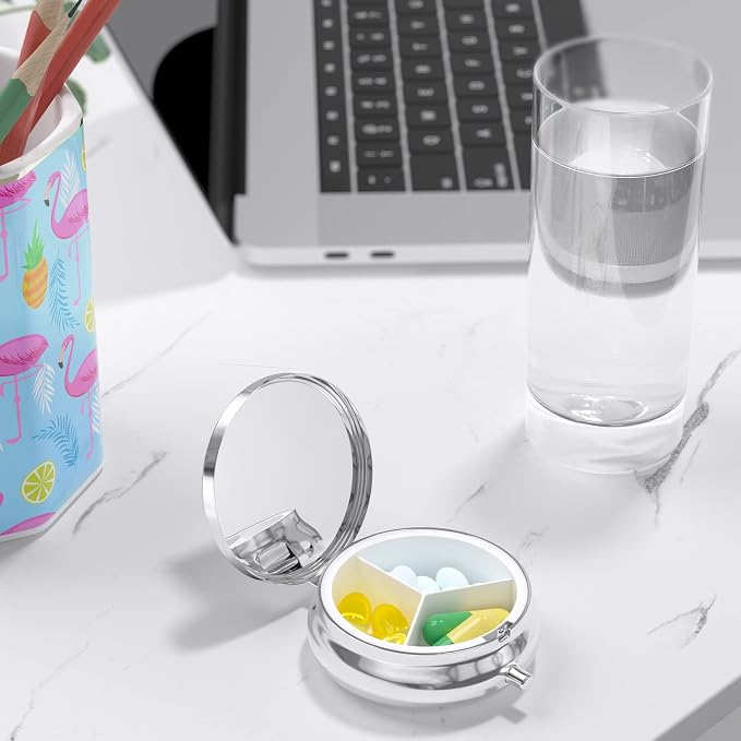 Pill Box, Small Pill Case for Purse & Pocket, Travel Medicine Organizer | Cute Travel Medicine Organizer, Portable Medicine Container Holder to Hold Vitamins, Medication, Fish Oil & Supplement