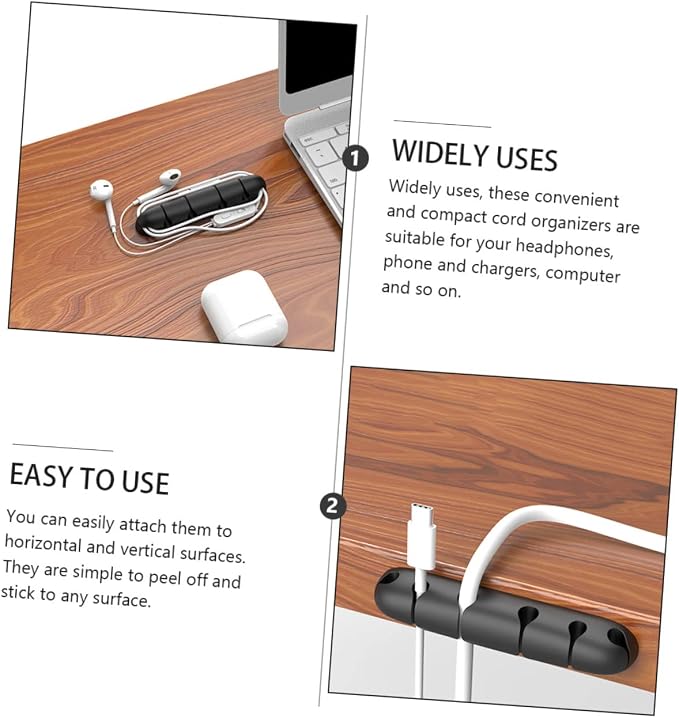 4pcs Multipurpose Cable Holder Clips Silicone Cord Organizer for Desk Home Office Easy to Install Durable Pet Cable Management