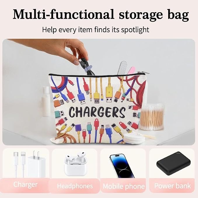 Charging Stuff Travel Bag Pouch Small Charger Cable Organizer Storage Case Ties Portable Earphone Holder Bag Charger Gift Bags Usb Cable Pouches Elastic Silicone Straps for Electronics Data Cord Wrap
