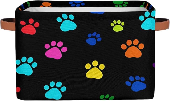 Colorful Paw Print Storage Basket Cube Animal Dog Cat Storage Bin Organizer