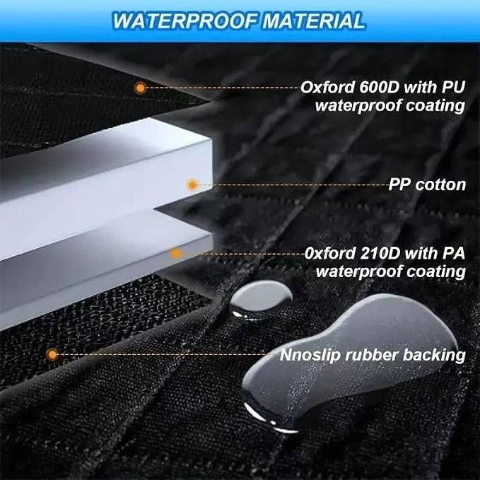 Rear Seat Pet Covers for VW Caddy Maxi 5 (V) SB I 2020-2024 | Quilted Heavy Duty Waterproof Hammock, Anti-Slip Scratchproof Bench Protectors, Washable Flap Travel Cargo Liners