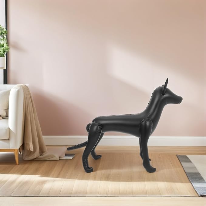 Inflatable PVC Dog Mannequin Display Stand 0.25mm Thick Large Black | Pet Apparel Showcase, Soft Lightweight Portable Build, Easy Inflate and Deflate for Retail Counter Use