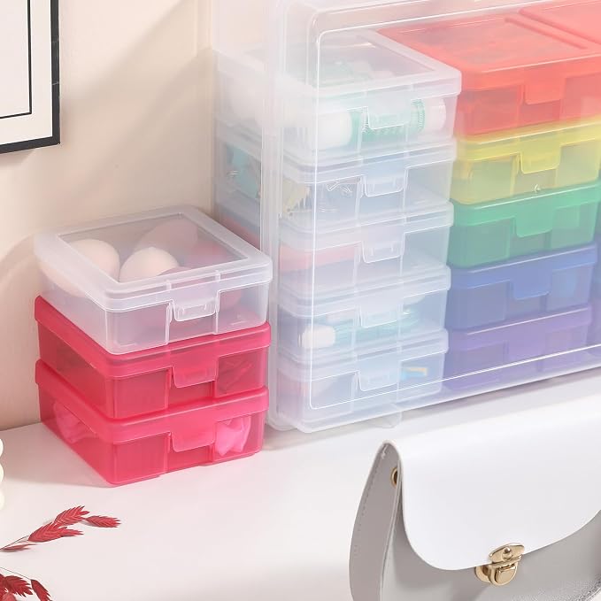 Plastic Storage Box Arts Storage Boxes(12 Color+6 Clear-Small) | Multifunctional Design,Stackable,Clear,Versatile Organization,Space-Saving,Durable,Dust Protection
