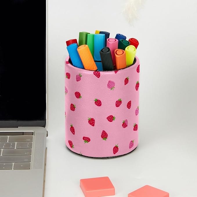 Strawberry Pen Holder, Pencil Cup Marker Brush Holder Desk Storage Case, Desktop Organizer for School Office Home Supplies