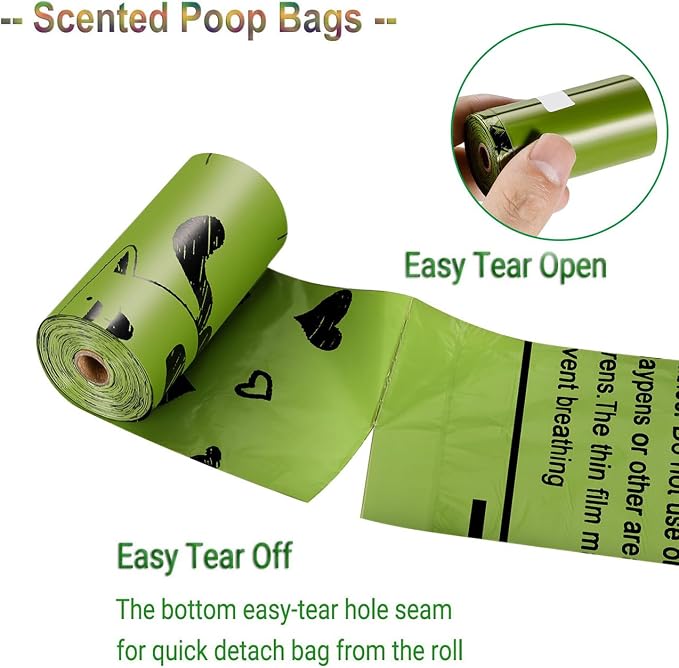 Dog Poop Bags Rolls with Dispenser - Leak Proof - 540 Count Unscented | Strong Large 9x13 inch Waste Refill Bags for Daily Dog Walks, Cat Litter Cleanup Outdoor Travel and Multi-Pet Households