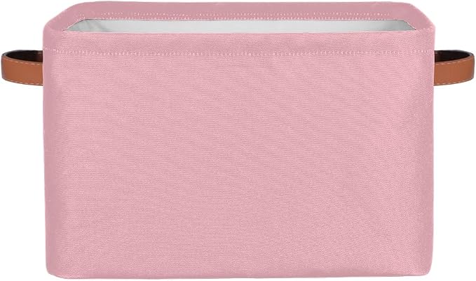 Pink Storage Boxes Theme Storage Nursery Baskets with Handle Closet Collapsible Organizer Shelf Bins for Book Cloth 15?¨¢11?¨¢9.5 IN