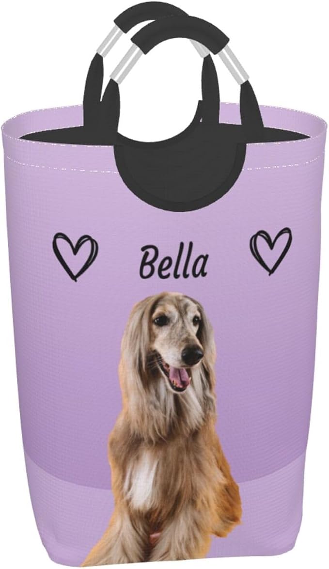 Personalized Extra Large Dog Toy Storage Basket Bin Collapsible Custom Pet Stuff Box Chest Container for Living Room Organizer for Dog Toys,Dog Food,Blankets,Clothing (Lavender)