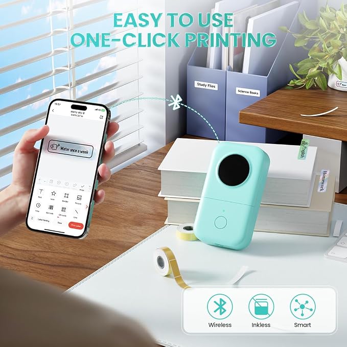 Phomemo D30 Portable Thermal Printer, Label Maker Machine with 3 Tapes | Bluetooth Mini Label Maker, Wireless Label Maker Machine Labeler for Home Office, Works with Tablet, Smartphone