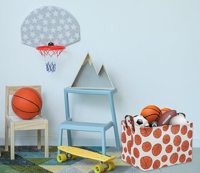 Rectangular Basketball Basket Kids Gift Basket Baby Toy Storage Bin Organizer Box Room Decor(Basketball)