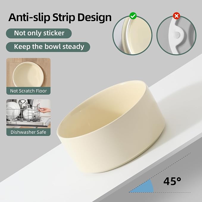 Havniva Ceramic Dog Bowls Elevated, Raised Dog Food Bowl for Large Dogs | 8.3” Elevated Dog Bowls, Non-Slip Wood Stand, Dog Food and Water Bowl Set, Dog Feeding Dish, Large Capacity Pet Water Bowl