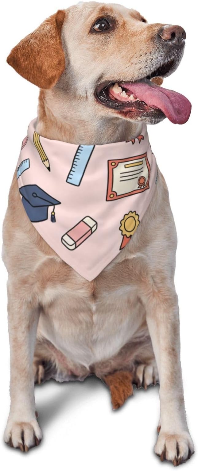 Teacher's Pet Dog Bandana,Funny Bandana Gift,Photo Prop Accessories for Dog Lovers Owner Gift,Triangle Reversible Fall Scarf, Adjustable (Light Pink)