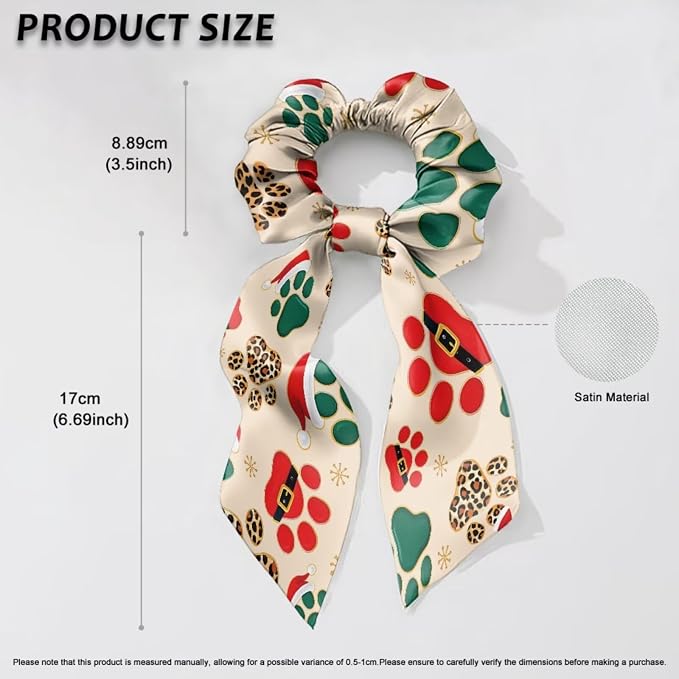 COEQINE Christmas Dog Bandanas Large Beige Bow Hair Tie Bulk Set Costume for Dogs 2 Pcs Large Medium Small Pet Cosplay Birthday Costumes,Cute Paw Print Beige
