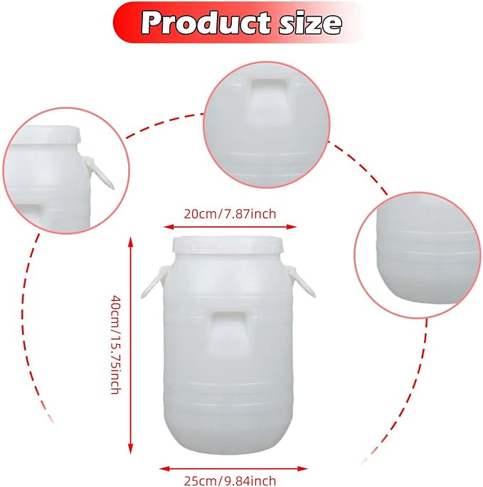 Pp Bucket with Lid Food Storage Container for Pantry Supplies Storage Bin for Pet Food Kitchen Indoor Outdoor, 15 L Round