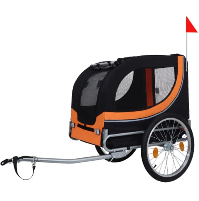 Large Folding Bike Trailer for Dogs – 66LB Capacity All-Terrain Pet Carrier, Durable Steel Frame for Cycling, Jogging, Camping & Outdoor Adventures