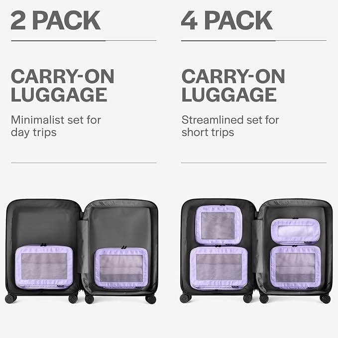 Compression Packing Cubes for Travel, 2-Pack, Purple | Solves overpacking, 2-Piece set fits most carry-ons, 50% Space savings, Compression luggage organizer bags