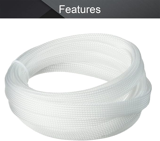 Othmro 16.4ft Length Expandable PET Flexible Braided Cable Sleeves 0.47in Width Wire Loom Sleeving and Organizers Flexible Wire Mesh Sleeves for TV Audio PC Computer Cords from Pet Chewing Transparent
