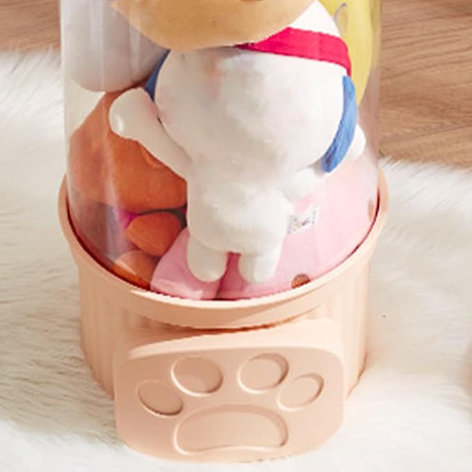 Aramox Doll Storage Bucket, Transparent Plush Toy Storage Container with Lid, PP PET Thickened Toy Box, Space Saving Organizer for Kids Room Nursery Bedroom (Small Size)
