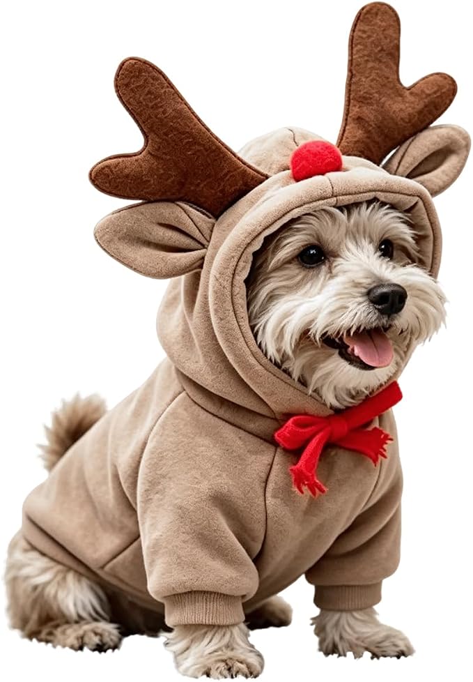 Pet Clothing Dog Transformation Reindeer Shaped Hoodie, XS | Autumn and Winter Warm Small Large Dog Method Dou Cat Clothes For French Bulldog Chihuahua Pug Boston Terrier Dachshund