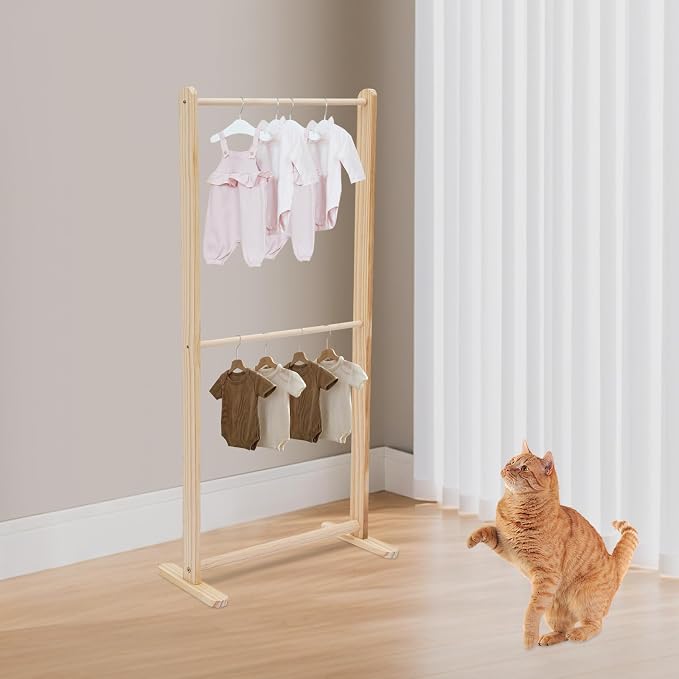 Pet Clothing Display Stand, Wood Garment Rack for Small Dog Cat Clothes