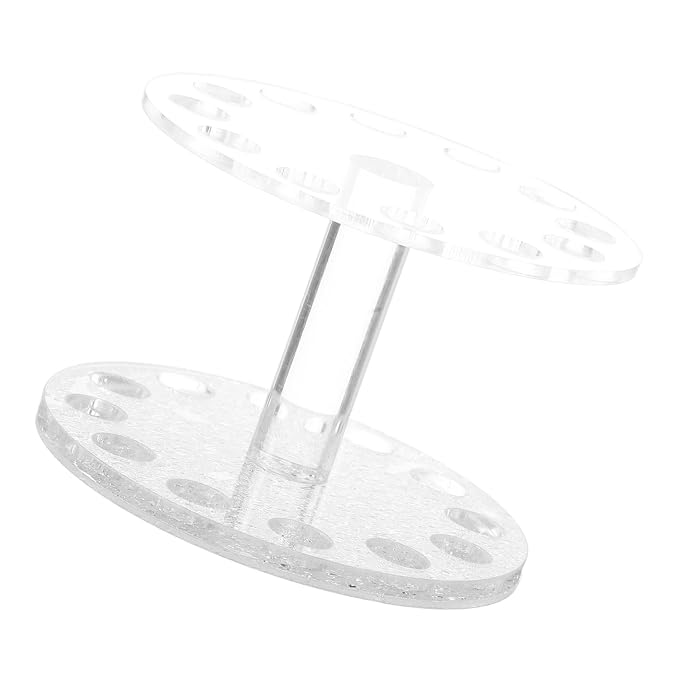 Nail Brush Holder Stand for Uv Gel Pen PET Desk Organizer | Carving Pattern Work Desk Use, Prevents Mess and Disorganization, PET, Easy Setup