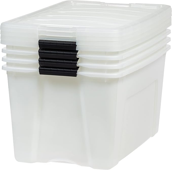 IRIS USA 4-Pack 72 Quart Storage Bins with Lids, Pearl