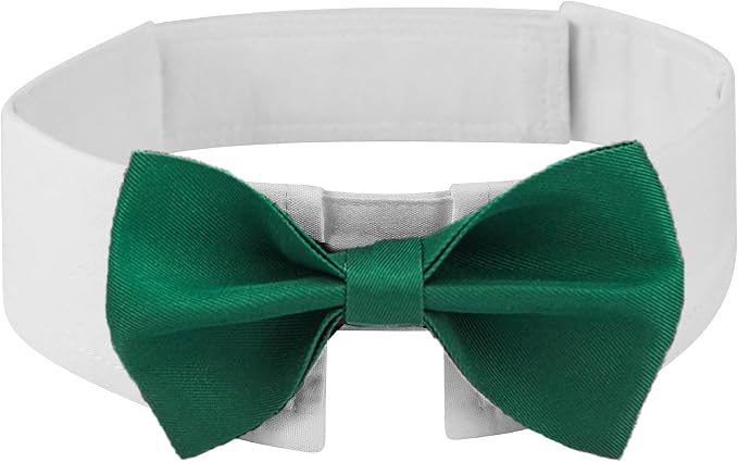 Elegant Dog Bow Tie - Cute Tuxedo Bowtie with Adjustable White Collar for Formal Pets - Perfect for Valentines, Weddings, and Birthdays