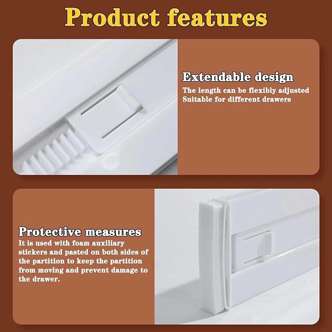 4 Pcs Drawer Dividers for Clothes,3.15" High 11.34"-19.69" clear | Adjustable Expandable Dresser Drawer Organizer, Clear Plastic Separators for Dresser, Baby Clothing