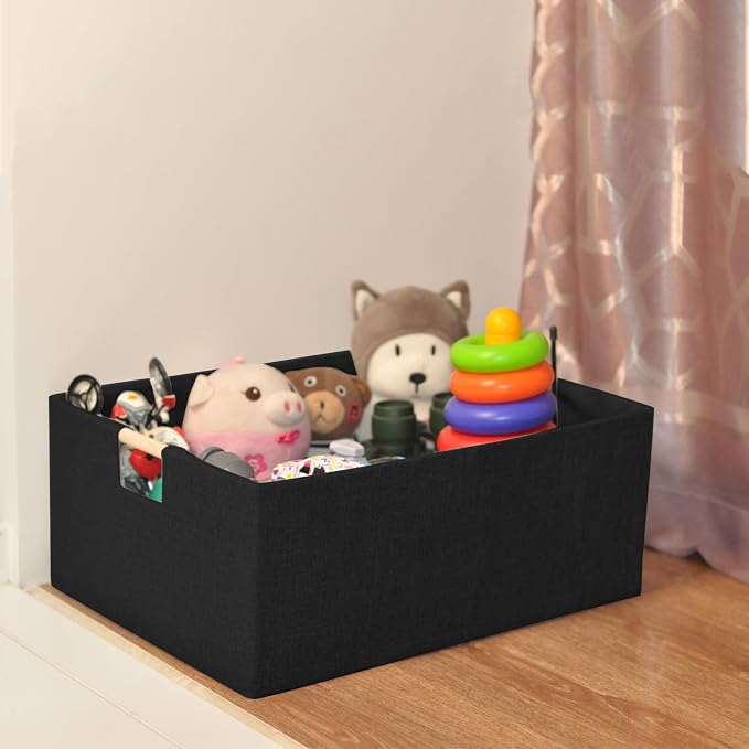 xianshengle Storage Bins & Fabric Storage Basket for Shelves - Decorative Baskets Storage Box Cubes Containers W/Handles for Closet Shelf Nursery Toy, Home, Office, Books,Bathroom (Black 2 Pack)