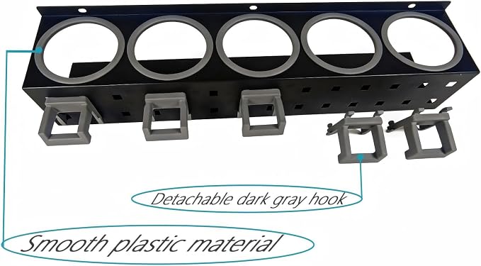 2-Pack Spray Bottle Organizer - 5 Can Holes + 5 Hooks, Wall-Mounted Multi-Functional Organizer Suitable for Car Detailing, Garage, Kitchen, Bathroom