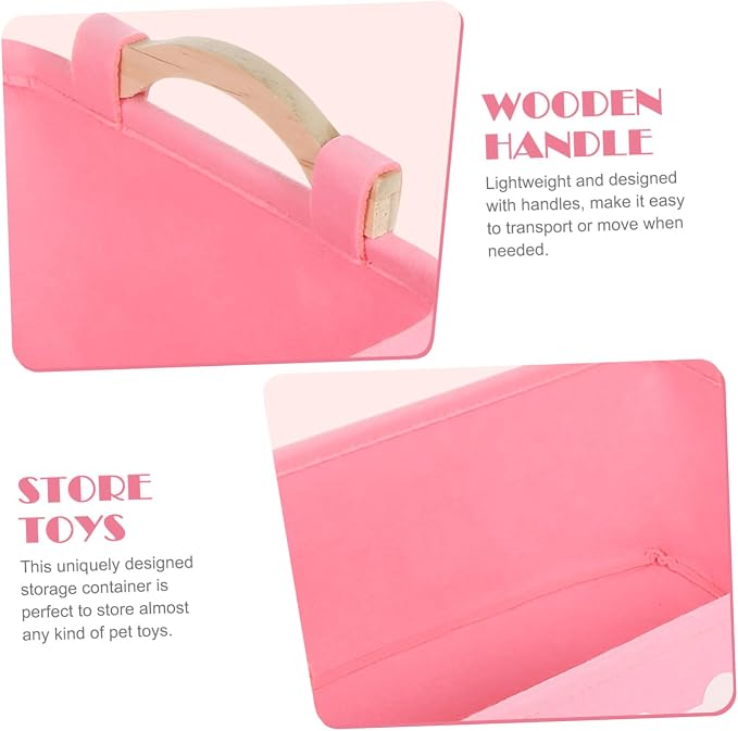 Ciieeo Pink Felt Pet Organizer Box with Handles Lightweight Large Storage Basket for Dog Home Use Decorative and Portable Container for Tidy Spaces