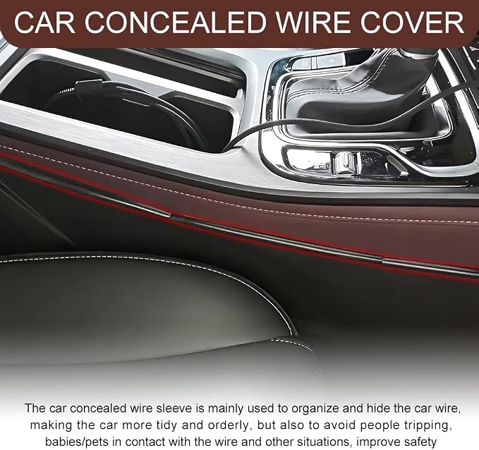 4PCS Car Concealed Wire Cover, Car Cable Management, Automotive Power Cord Cover Adhesive Cable Hidden Protector, PVC Auto Split Sleeving Wire Cord Organizer for USB, Audio and Video Line