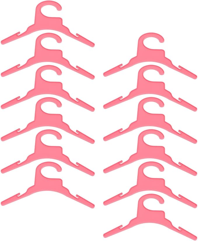 12pcs Pet Clothes Hangers Small Pink Plastic Puppy Clothing Rack | Portable Multifunctional Storage, Easy-to-use Organizer for Puppy Clothing and Pet Outfits, Outdoor Drying or Festival Party