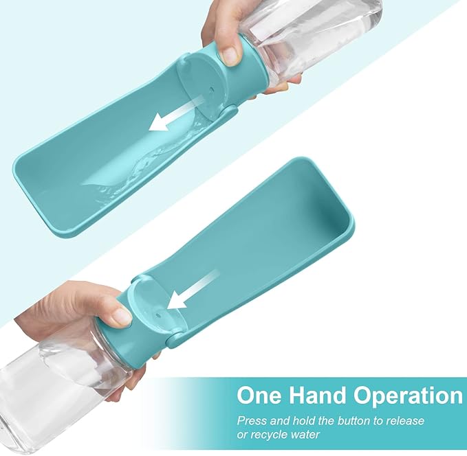 Portable Dog Water Bottle, Foldable Dog Water Bottle Leak Proof Dispenser for Puppy Small Medium Large Dogs, Pet Drink Cup for Walking Hiking Traveling(Blue,19oz)