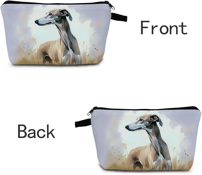 Hound Print Makeup Bag Watercolor Dog Cosmetic Pouch Birthday Holiday Gift for Women Dog Enthusiastsx