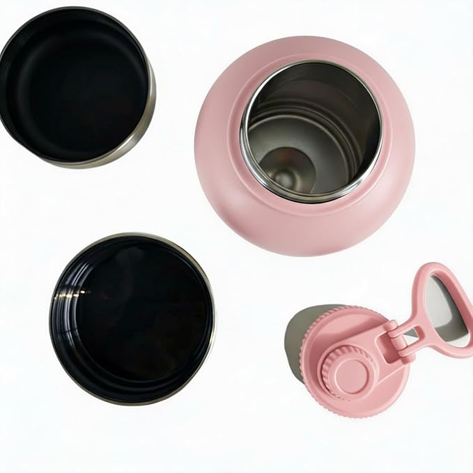 32oz Portable Dog Water Bottle with 2 Detachable Bowls for Small & Medium Dogs, Insulated Dog Travel Bottle for Walking and Road Trips (Pink)