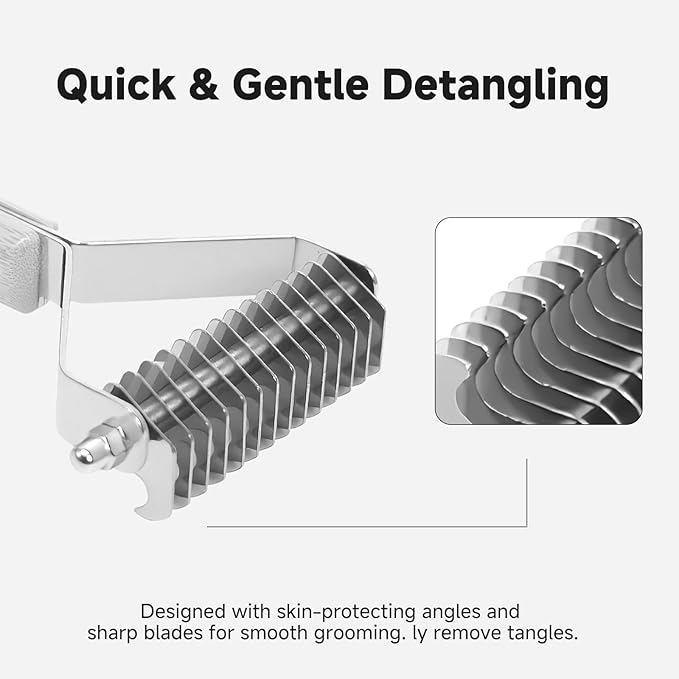 Bamboo 4-in-1 Cat Brush for Long Haired Cats, Professional Cat & Dog Deshedding Comb, Undercoat Rake Dematting Tool for Matting & Shedding, Complete Pet Grooming Kit for Indoor Cats