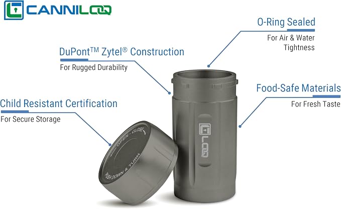 TXD120 Airtight Storage Jar and Smell Proof Container Keeps Herbs Fresh for Months, 120ml, Gray Body, Gray Cap