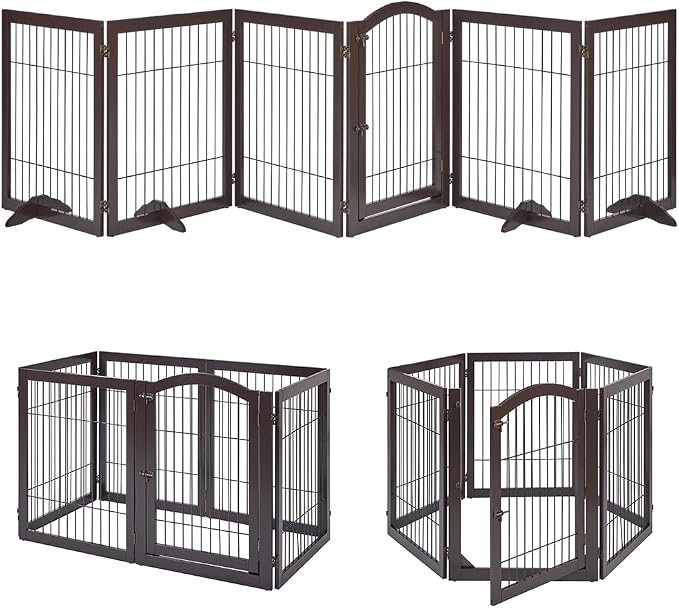 unipaws 144" Extra Wide Dog Gate and Pet Playpen with Walk Through Door