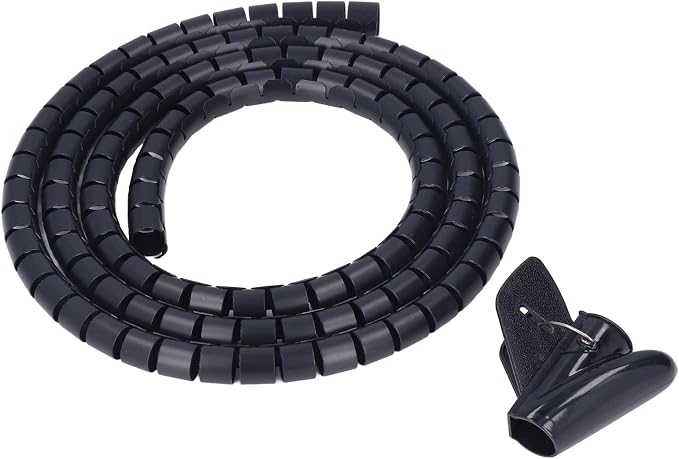 Spiral Cable Wrap Organizer 20mm | Cord Management for Home/Office/Pet Protection | Flexible Wire Tube Cuts to Length | Tidy TV/DVD/PC Cables (1.5m/4.9ft)