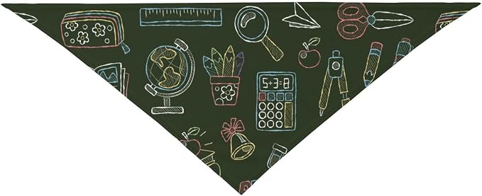 Teacher's Pet Dog Bandana,Funny Bandana Gift,Photo Prop Accessories for Dog Lovers Owner Gift,Triangle Reversible Fall Scarf, Adjustable (Dark Green)