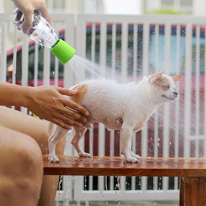 Outdoor Shower for Dogs, Portable Silicone Pet Rinse Sprayer for Water Bottles, Gentle Multi-Hole Outdoor Dog Wash Tool for Camping, Hiking, Beach & Travel, Lightweight Paw (Orange)