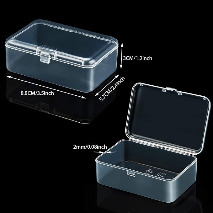 SATINIOR 24 Packs Small Clear Plastic Beads Storage Containers Box with Hinged Lid for Storage of Small Items, Crafts, Jewelry, Hardware (3.5 x 2.4 x1.2 in)