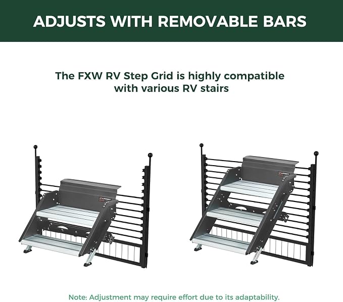 FXW Rollick Dog Playpen with RV Step Grid for RV Camping, 50" H, 16 Panels | Easy Setup & Sturdy, Blocks RV Stair Gaps, Fits RV Steps up to 30"W, For Large Dogs, Patented