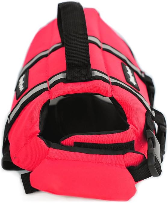 ZippyPaws Adventure Dog Life Jacket - Dog Life Vest for Swimming & Boating | Fits Pets, Lightweight Dog Flotation Device for Water Safety, Padded Handle, Adjustable Fit, 6-10" - XX-Small, Red