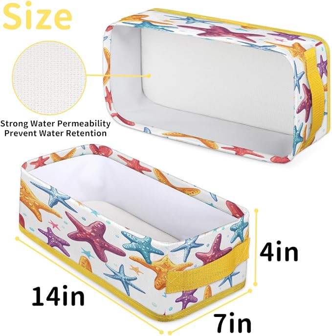 Color Starfish Bathroom Storage Basket Waterproof Foldable Storage Bins with Handles Decorative Toilet Paper Storage Basket for Organizing for House Bathroom Toiletries
